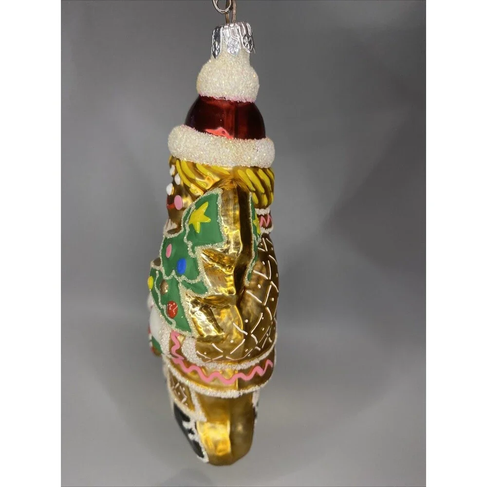 Glass Gingerbread Woman Man Christmas Ornament 5